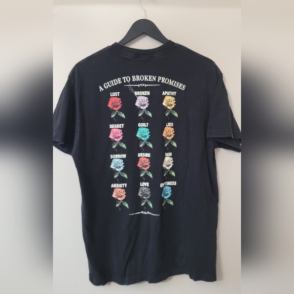 Broken promises Large HEAVYWEIGHT FEELED GUIDE TEE BLACK roses - Picture 2 of 9